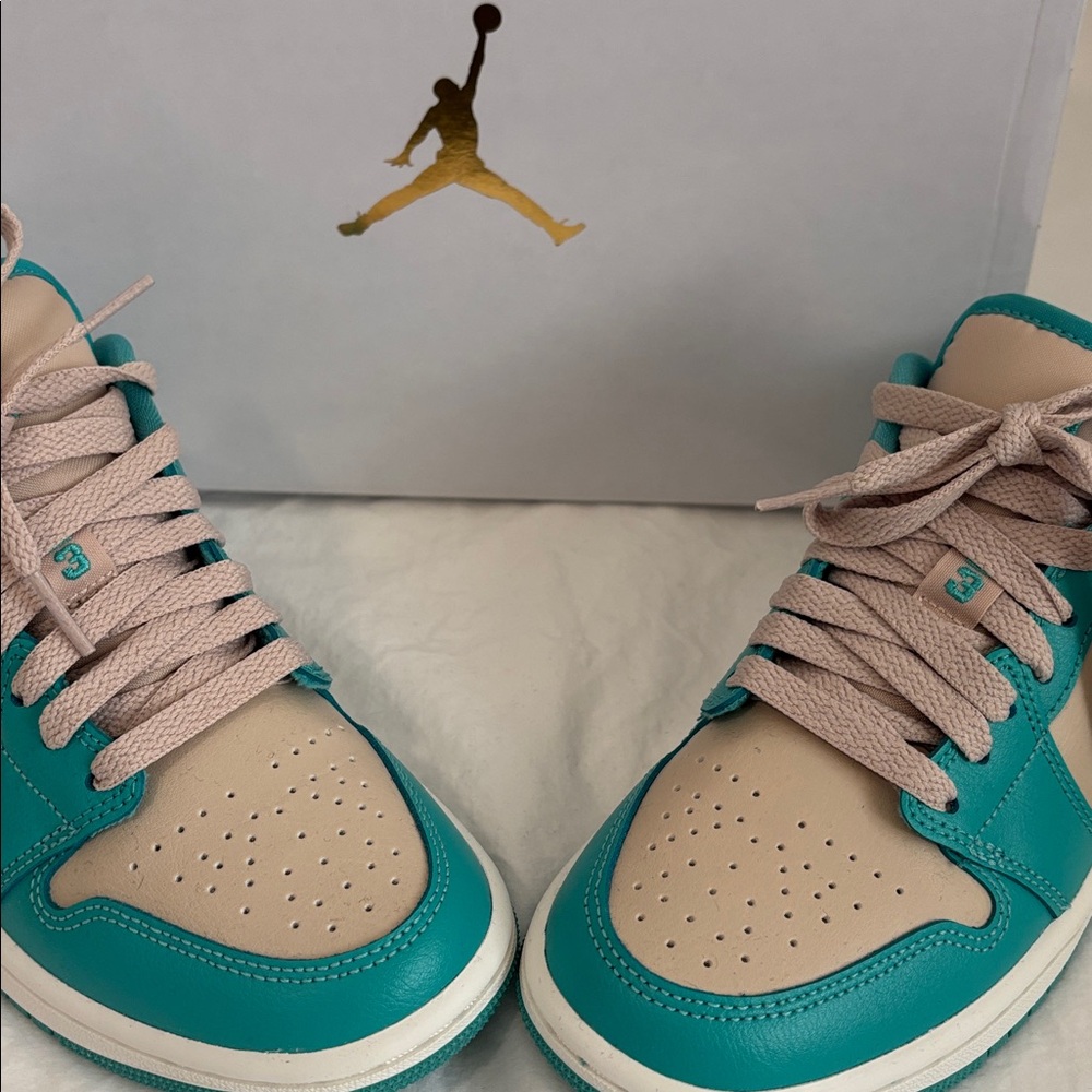 New WMNS AIR JORDAN Teal and Sanddrift Sneakers - Picture 11 of 11